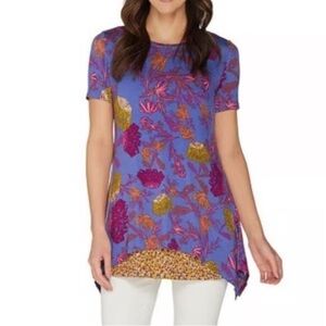LOGO by Lori Goldstein Purple and Orange Knit Top Set medium M colorful